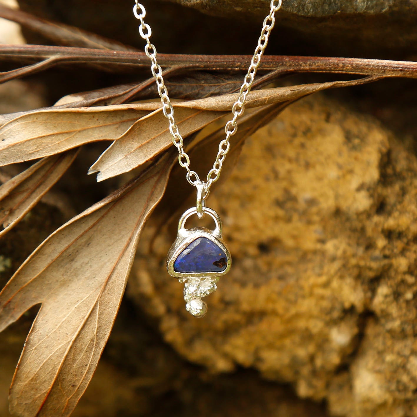 opal necklace in solid silver | reef #5