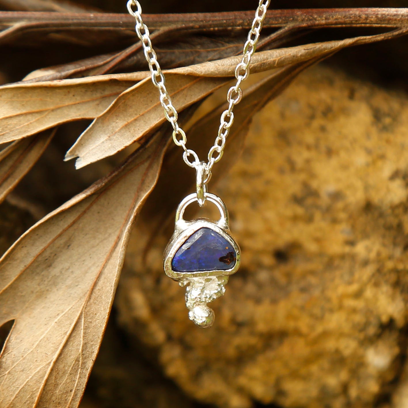 opal necklace in solid silver | reef #5