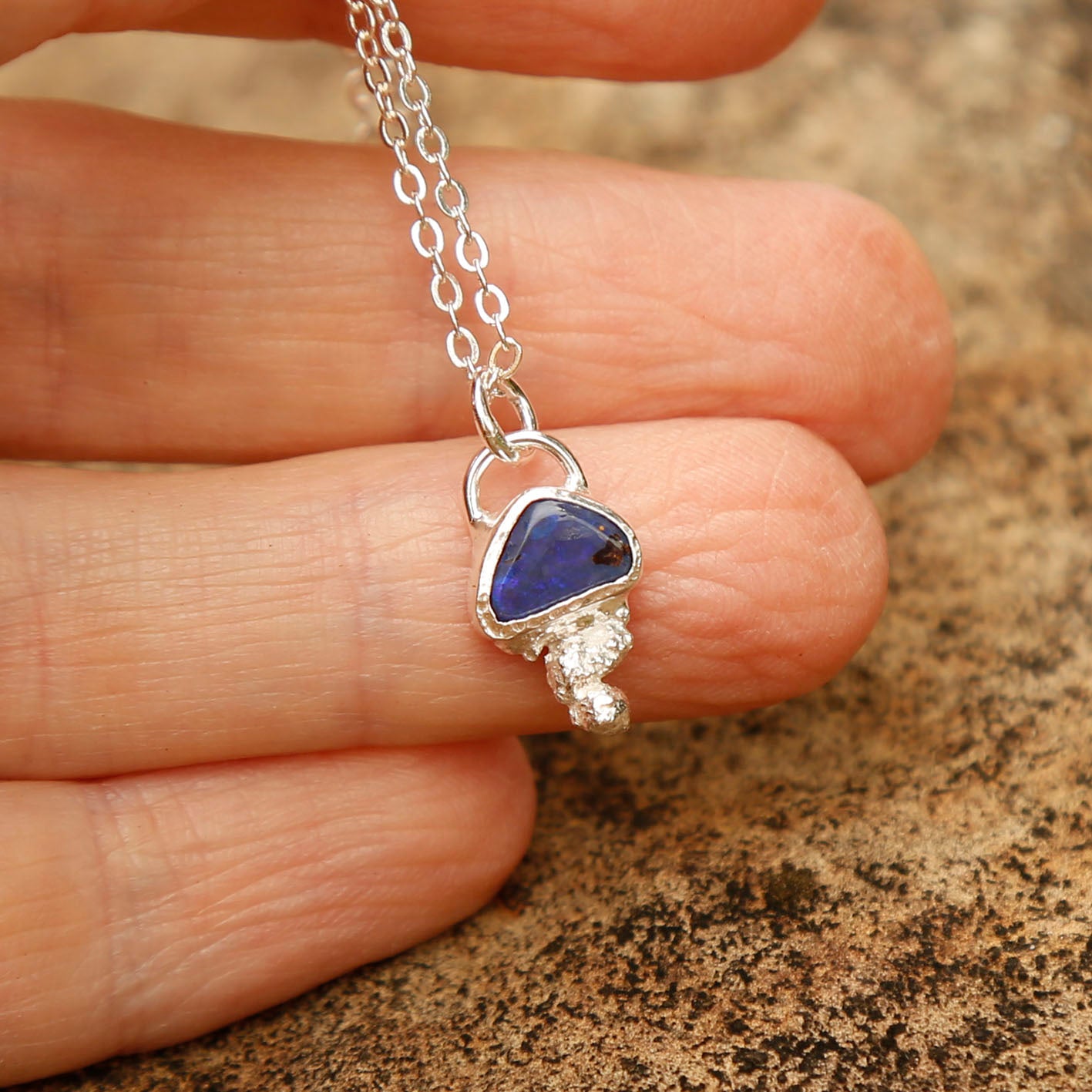 opal necklace in solid silver | reef #5