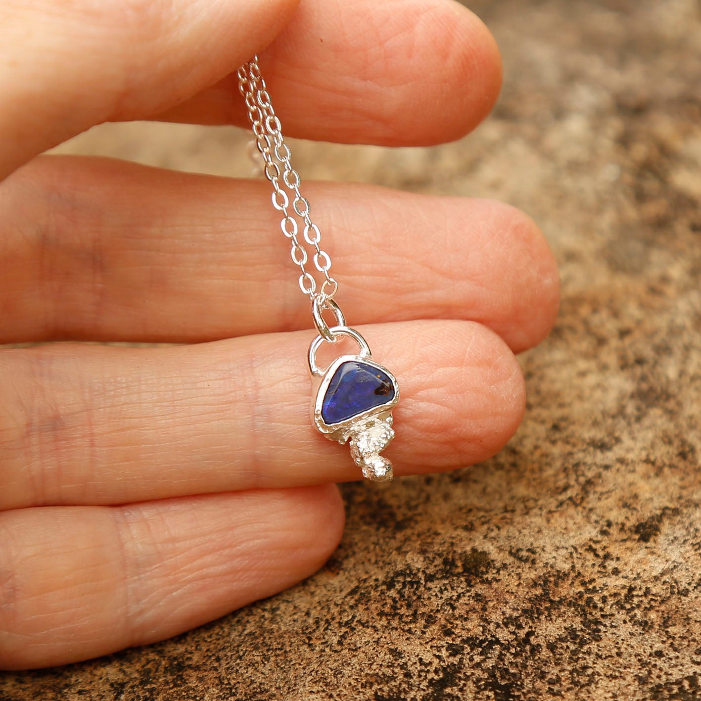 opal necklace in solid silver | reef #5