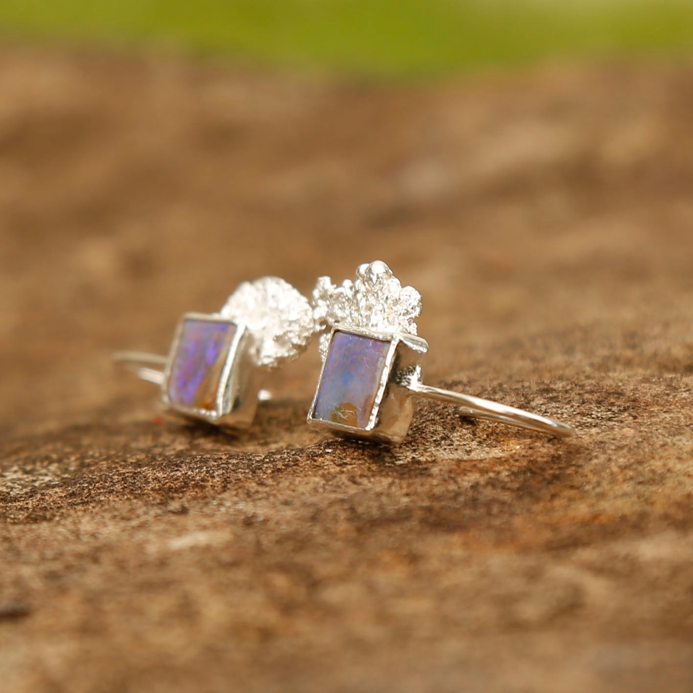 opal earrings in solid silver | reef #3