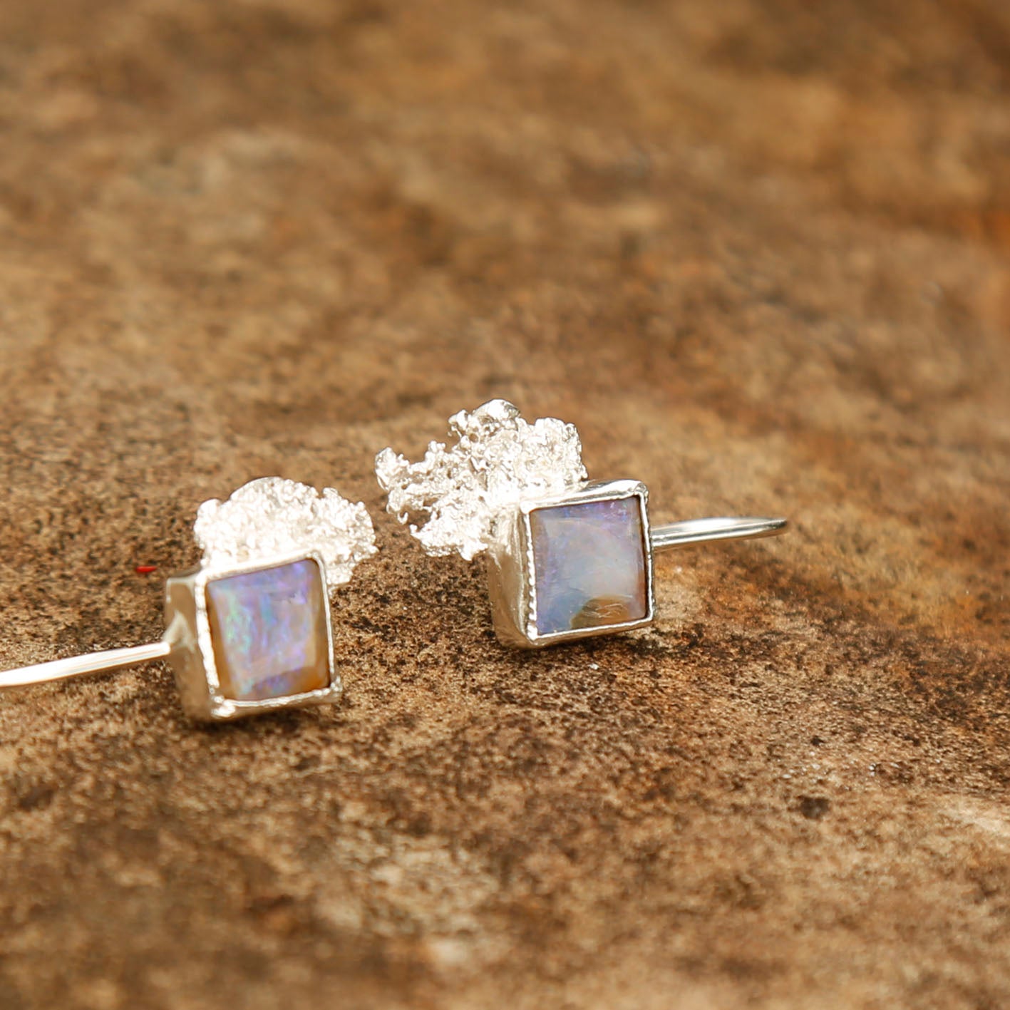 opal earrings in solid silver | reef #3