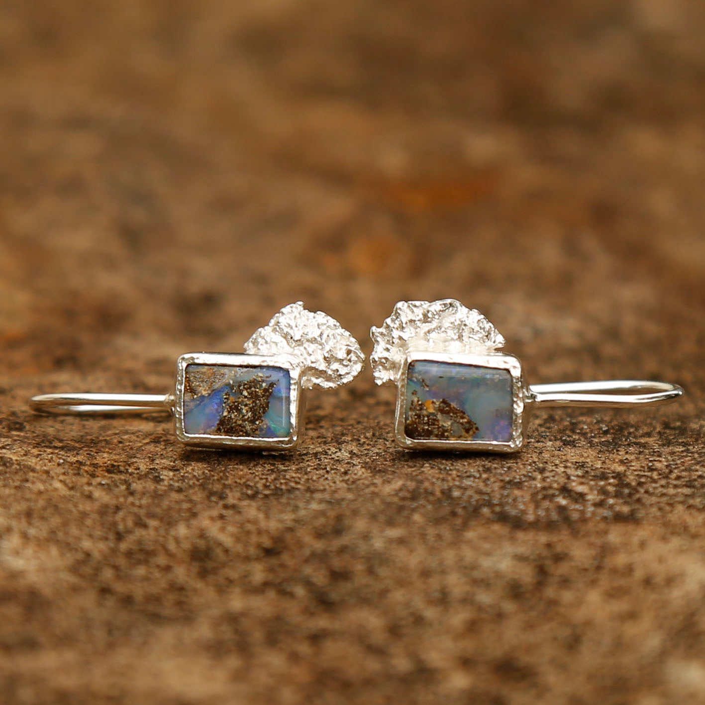 opal earrings in solid silver | reef #2