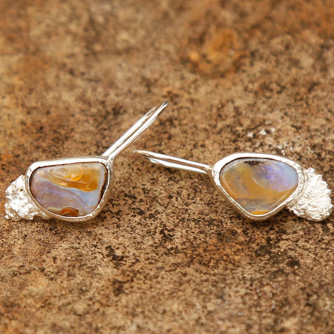 opal earrings in solid silver | reef #1