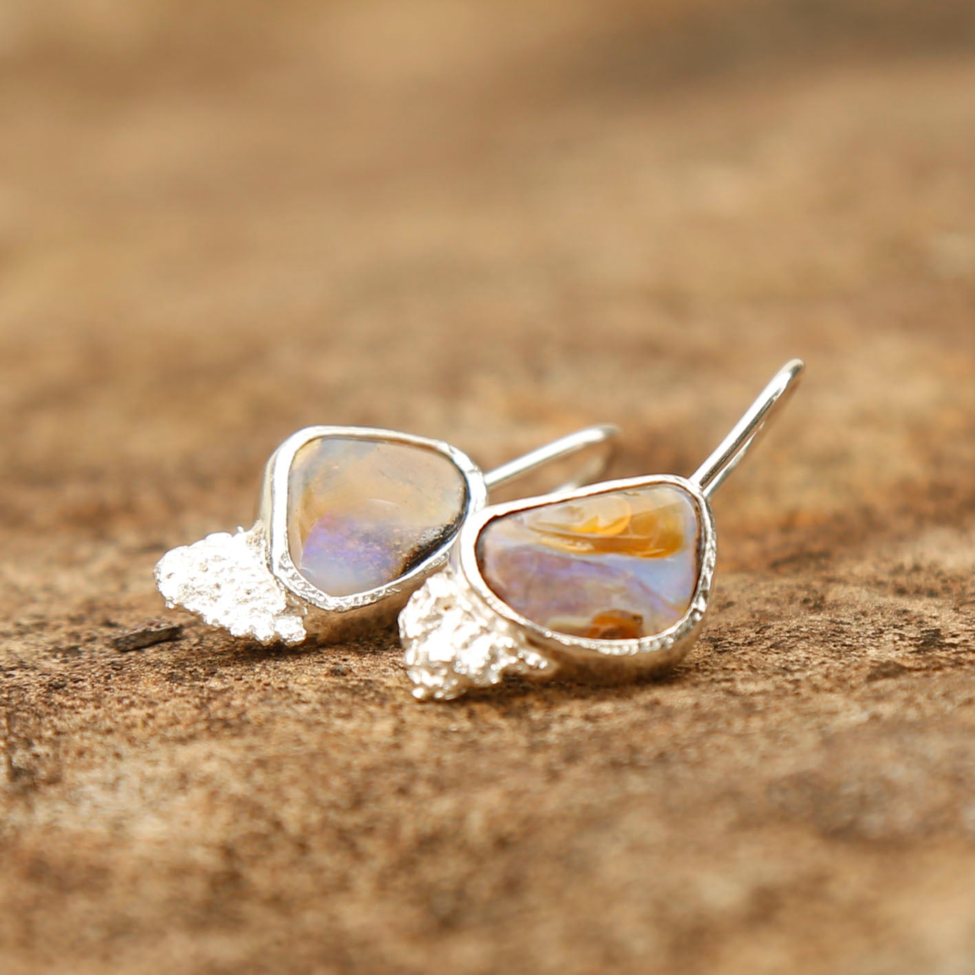 opal earrings in solid silver | reef #1