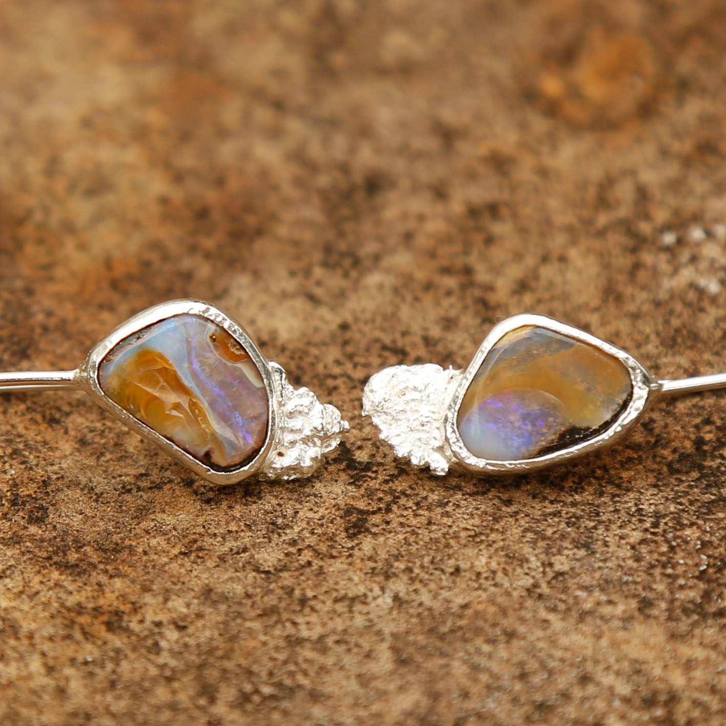opal earrings in solid silver | reef #1