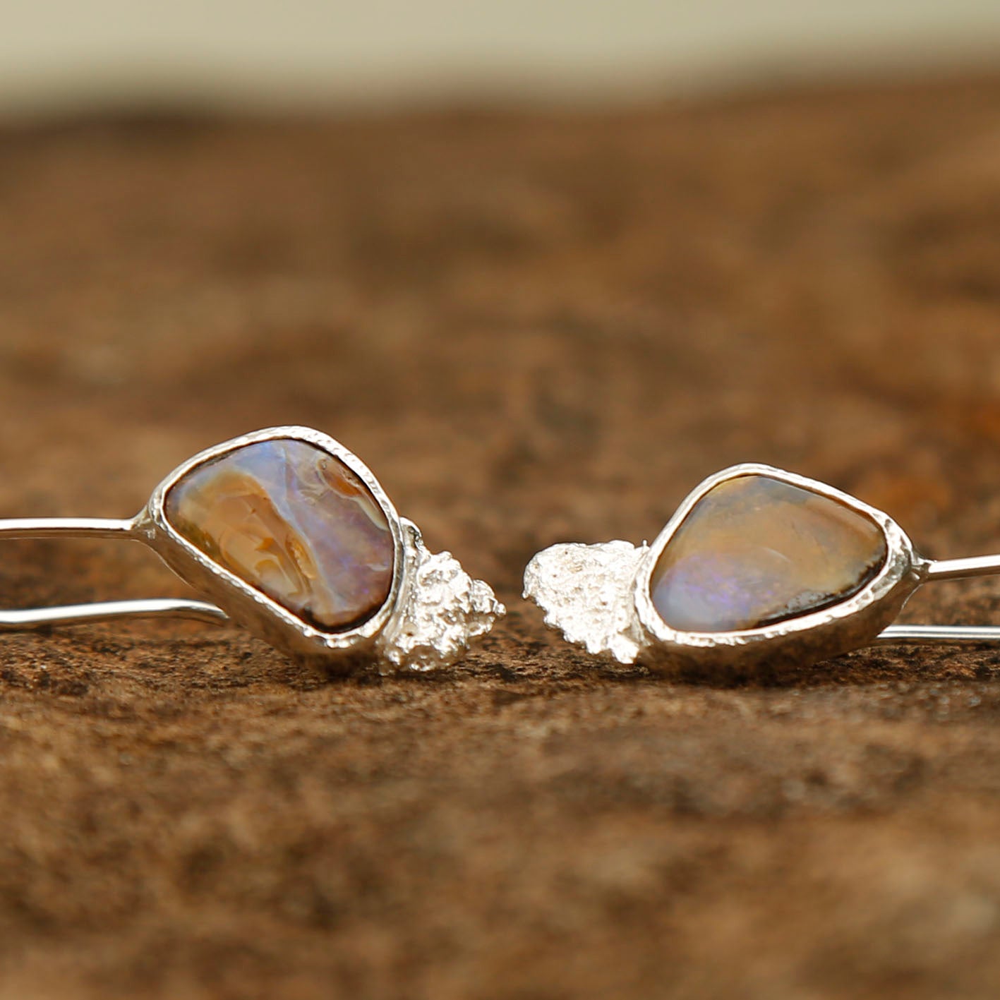 opal earrings in solid silver | reef #1