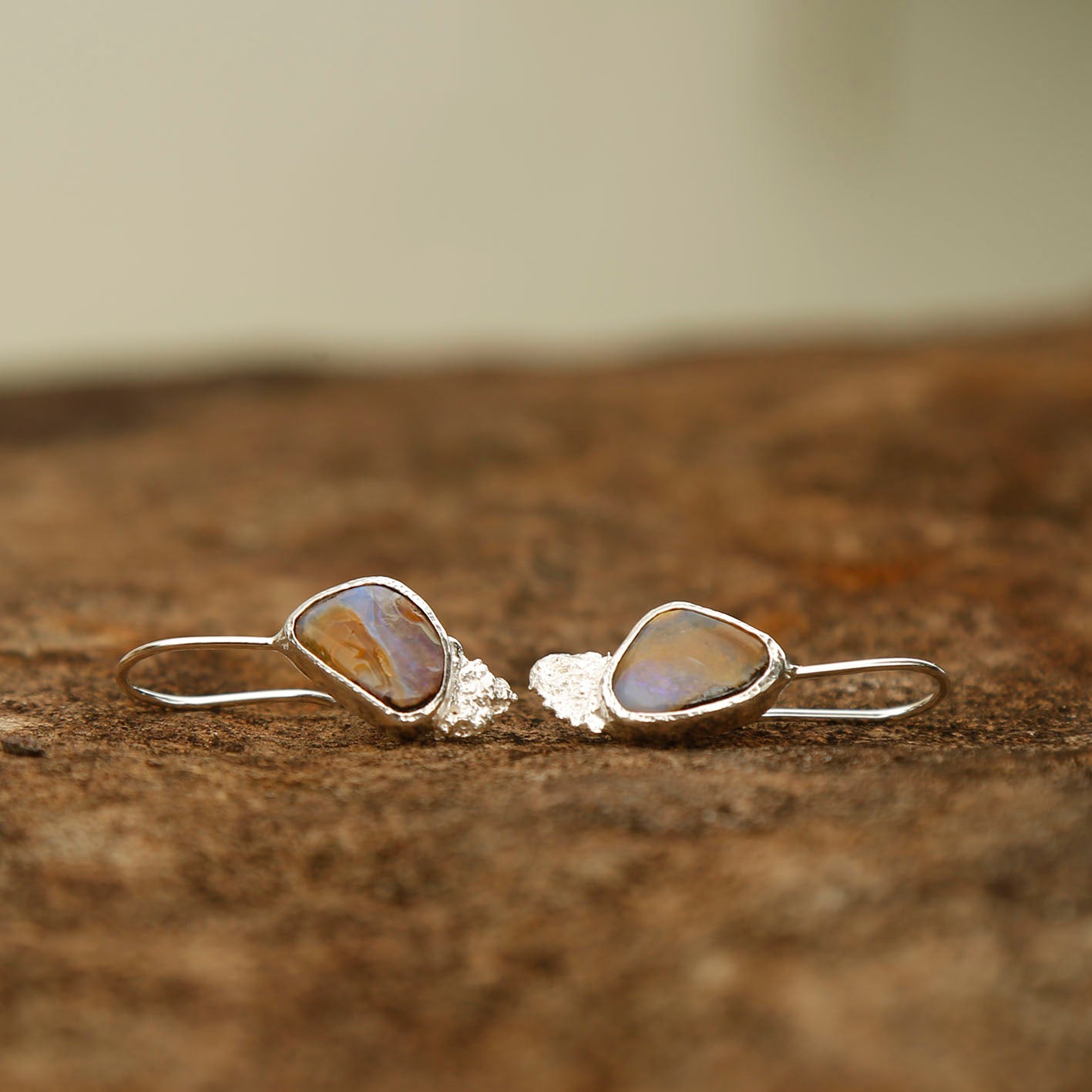 opal earrings in solid silver | reef #1