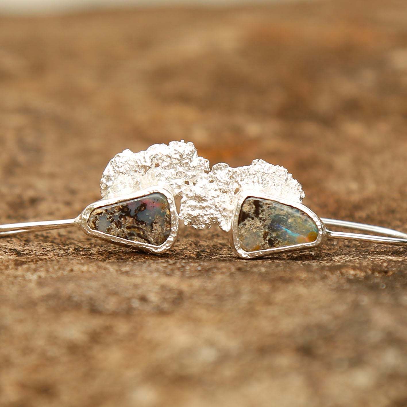 opal earrings in solid silver | reef #4
