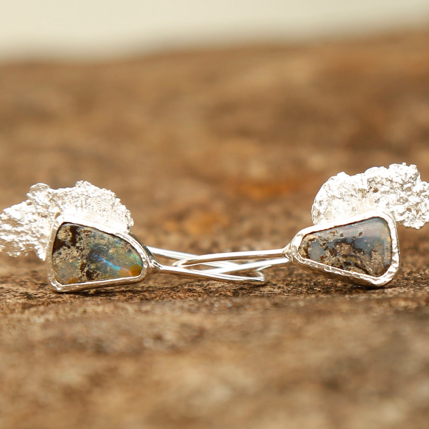 opal earrings in solid silver | reef #4