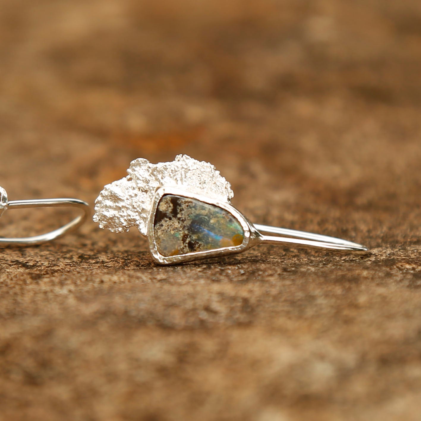 opal earrings in solid silver | reef #4