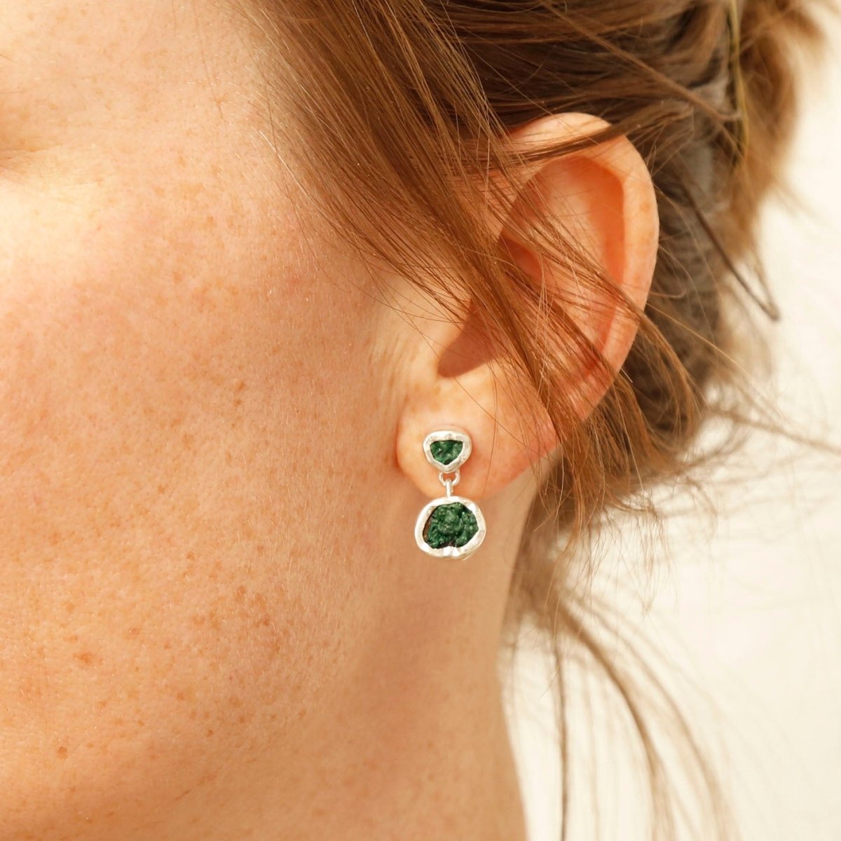Malachite crystal earrings silver and green