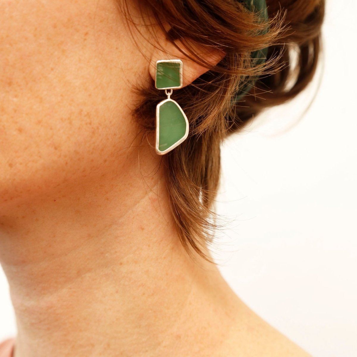fuchsite earrings in sterling silver