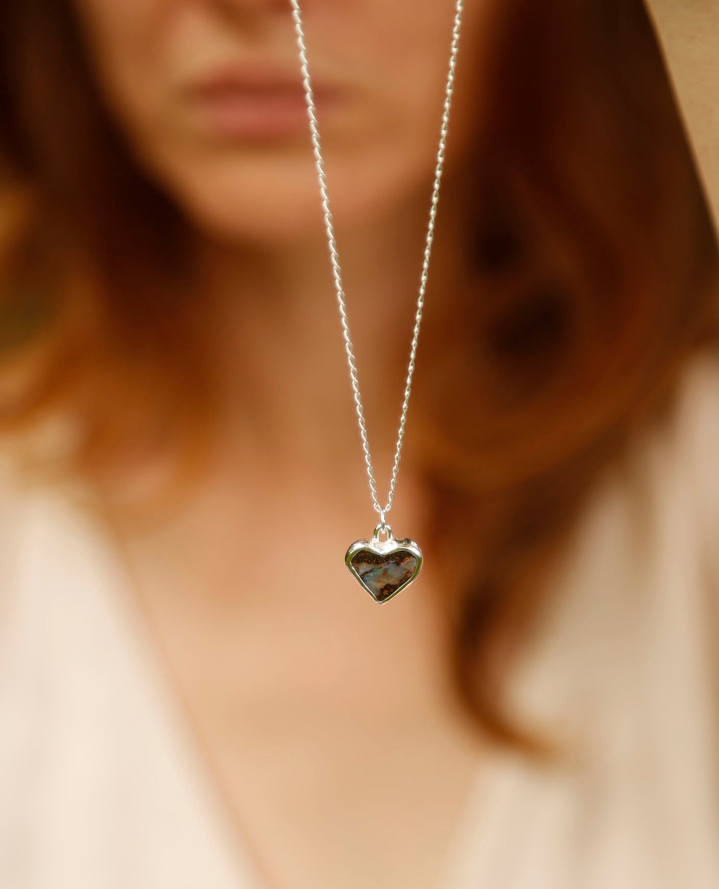 opal heart #2 | solid silver