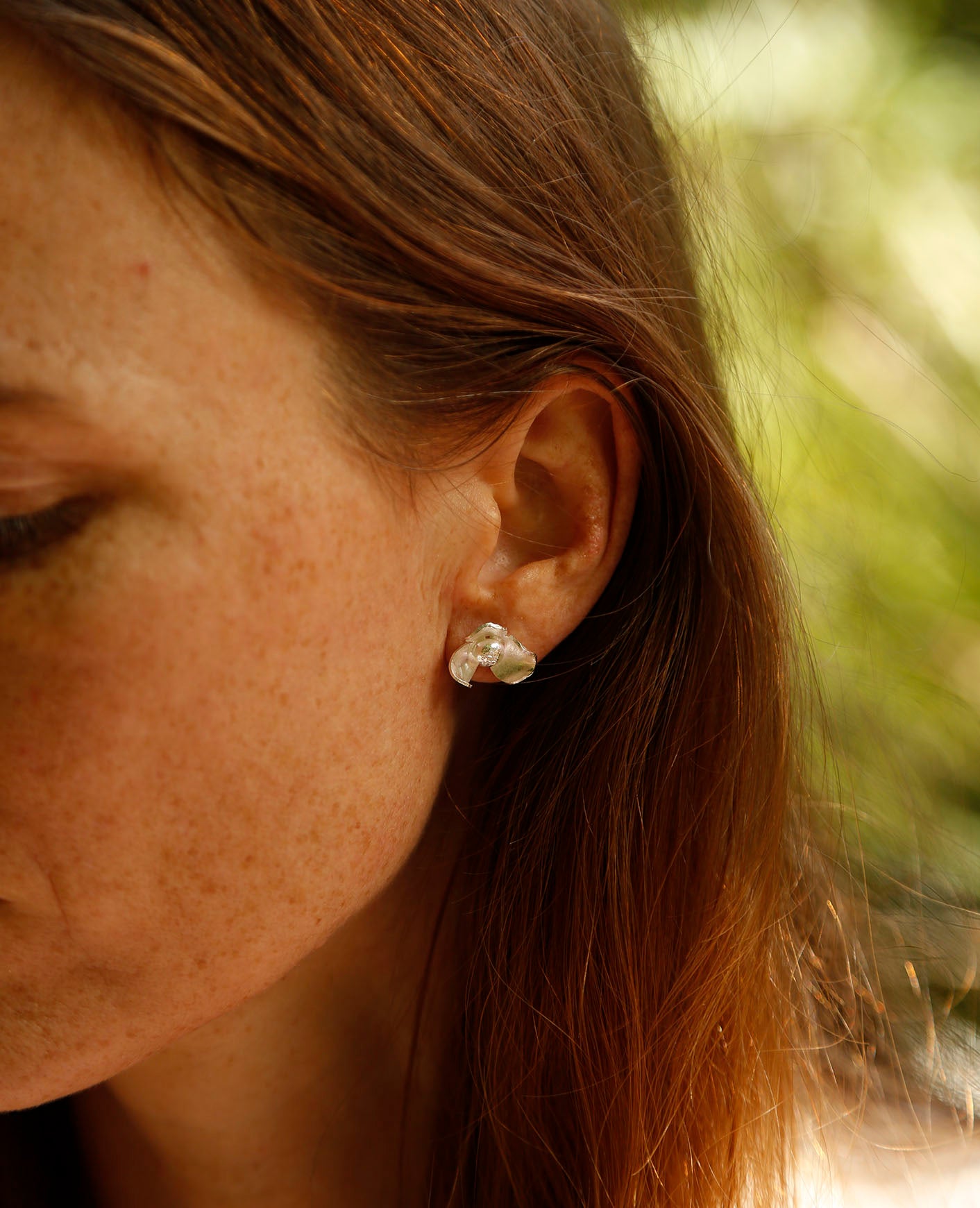 magnolia flower earrings | solid silver