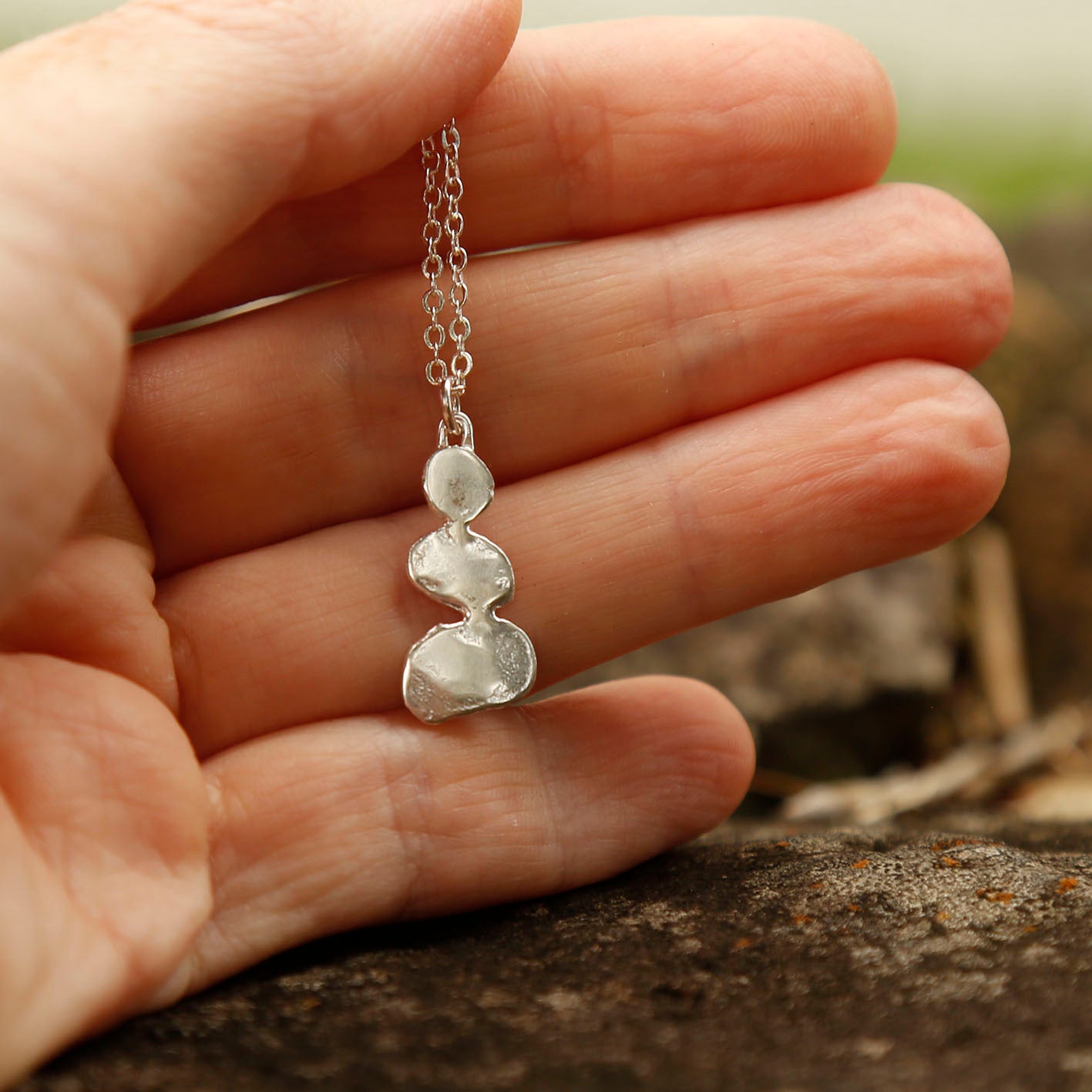 pebble stack pendant | solid silver