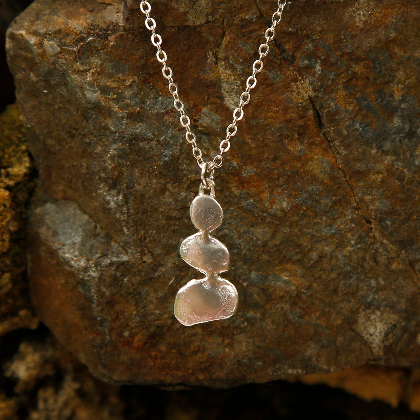 pebble stack pendant | solid silver