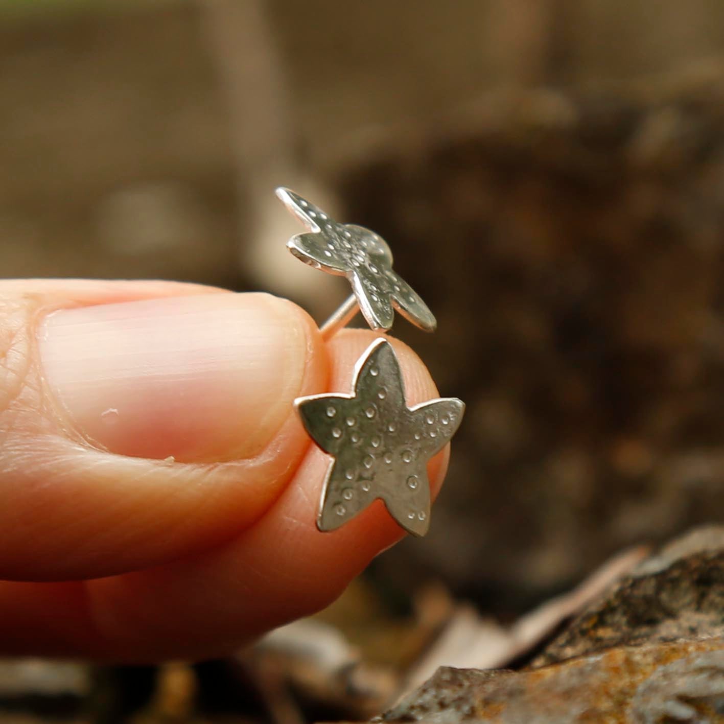 sea star studs | solid silver