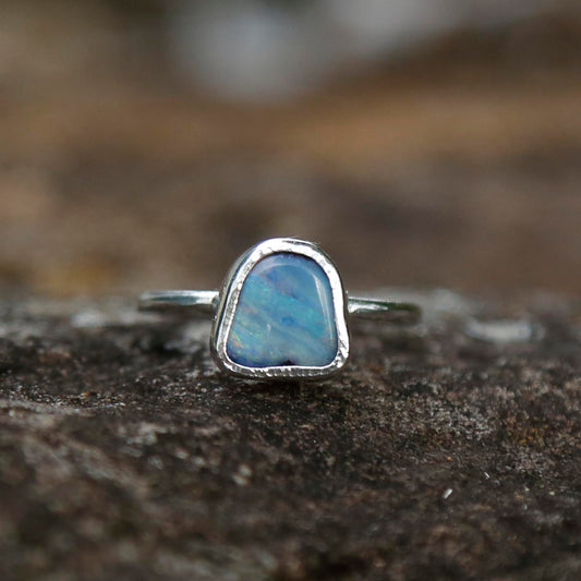 opal ring in solid silver | N