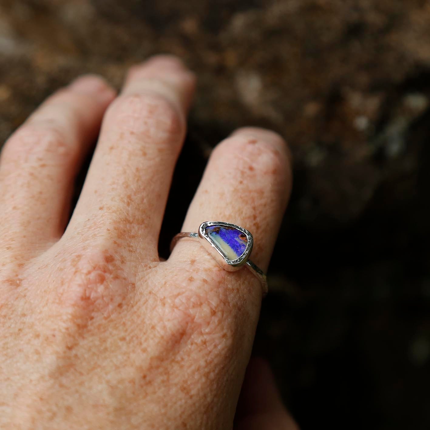 opal ring in solid silver | U