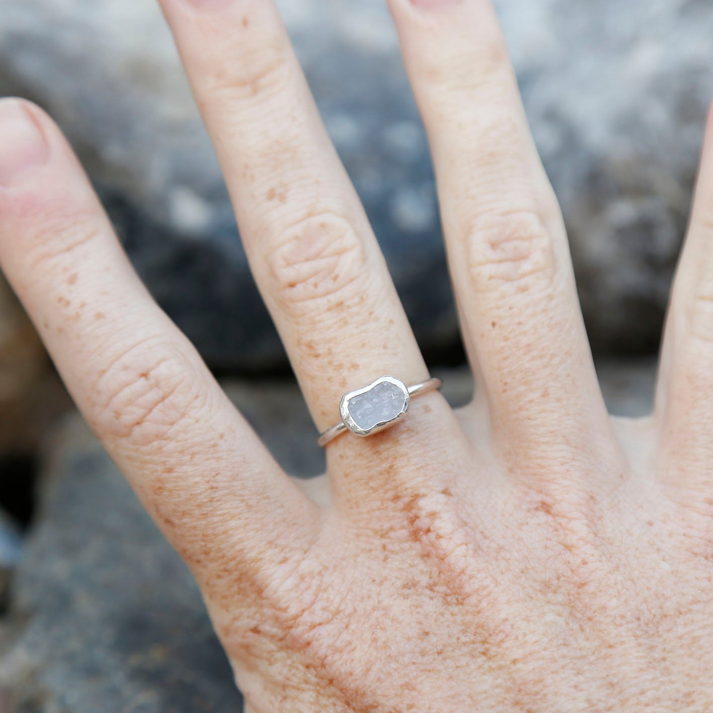 blue agate druzy ring v.2 | M