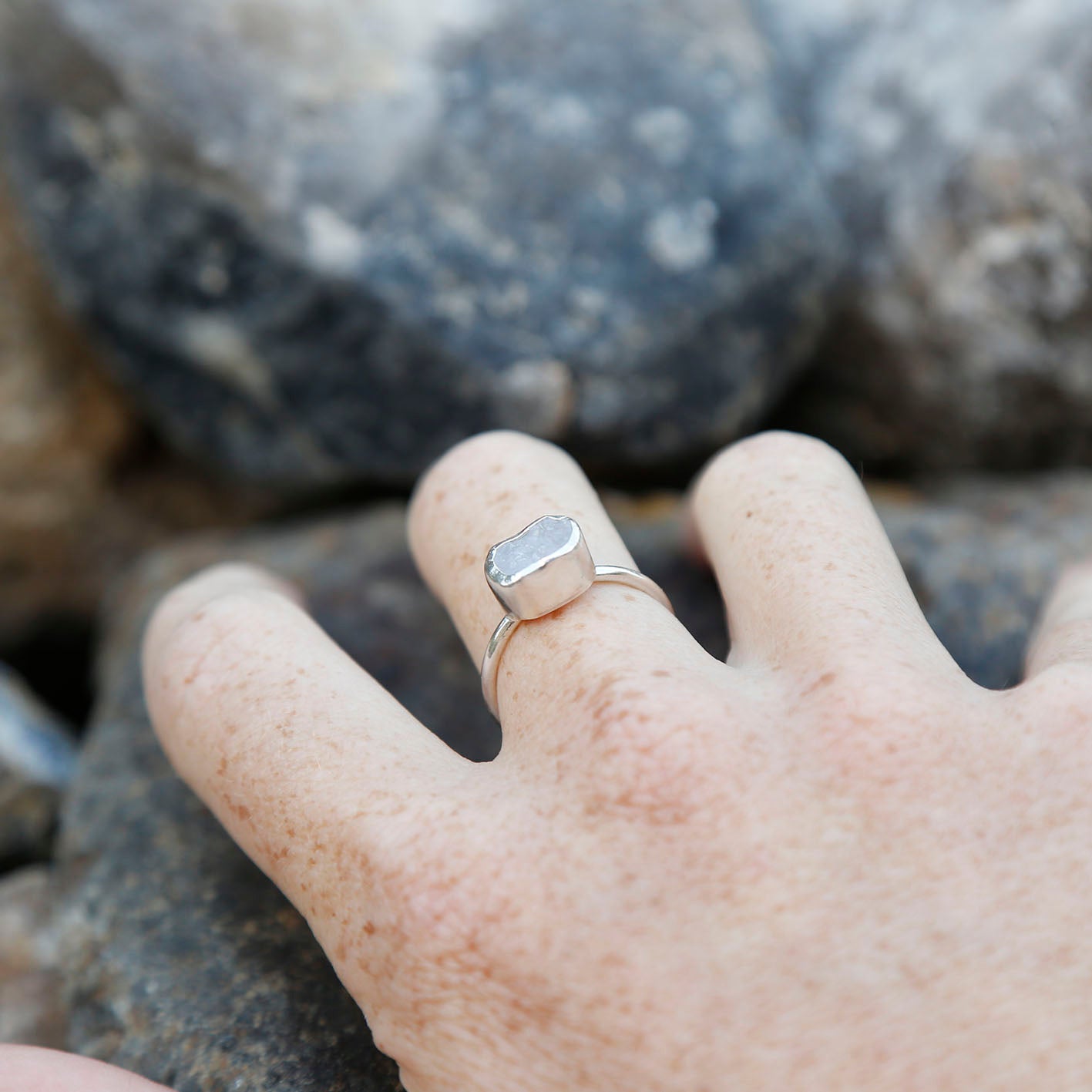 blue agate druzy ring v.2 | M