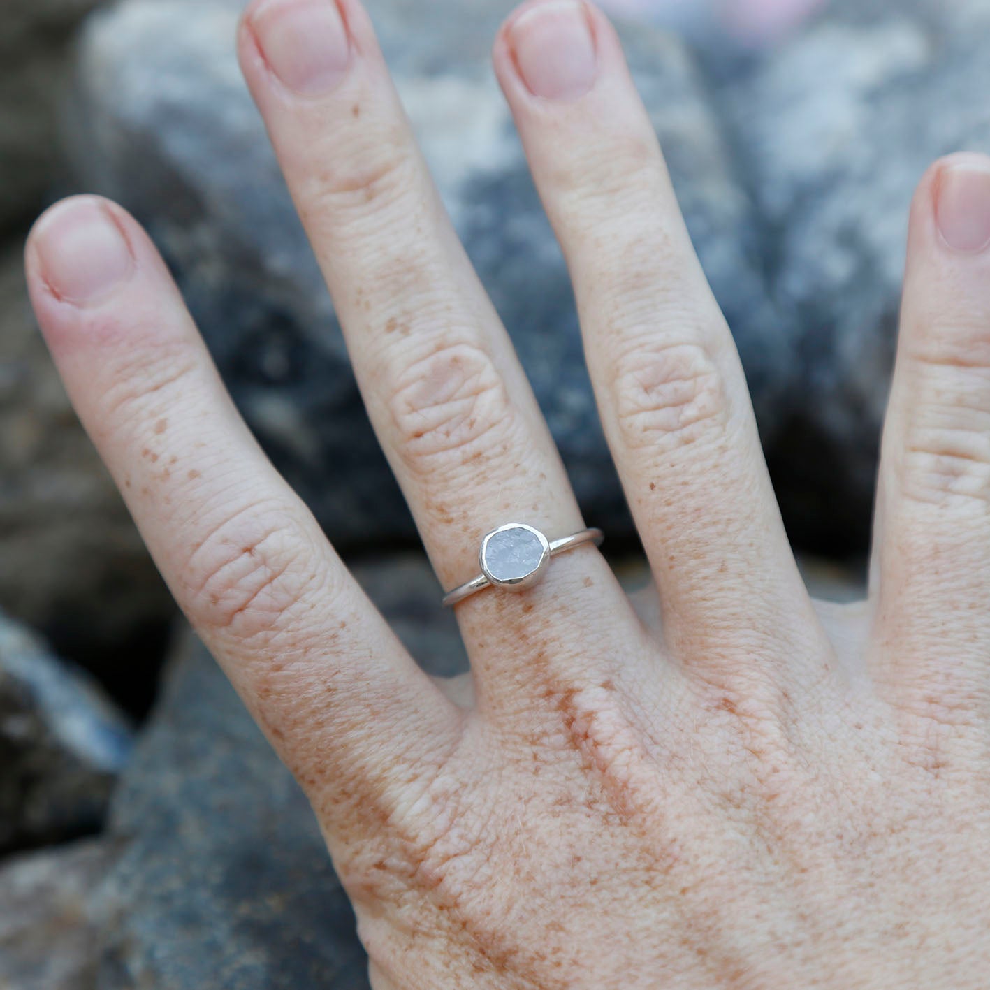 blue agate druzy ring v.4 | N