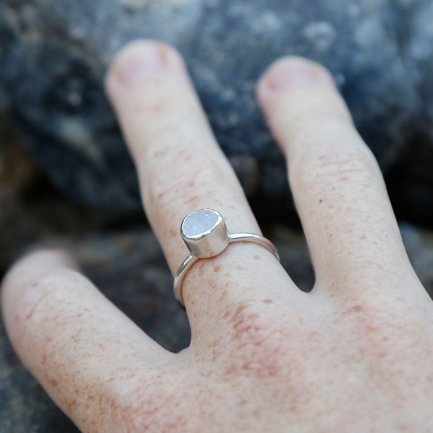 blue agate druzy ring v.4 | N