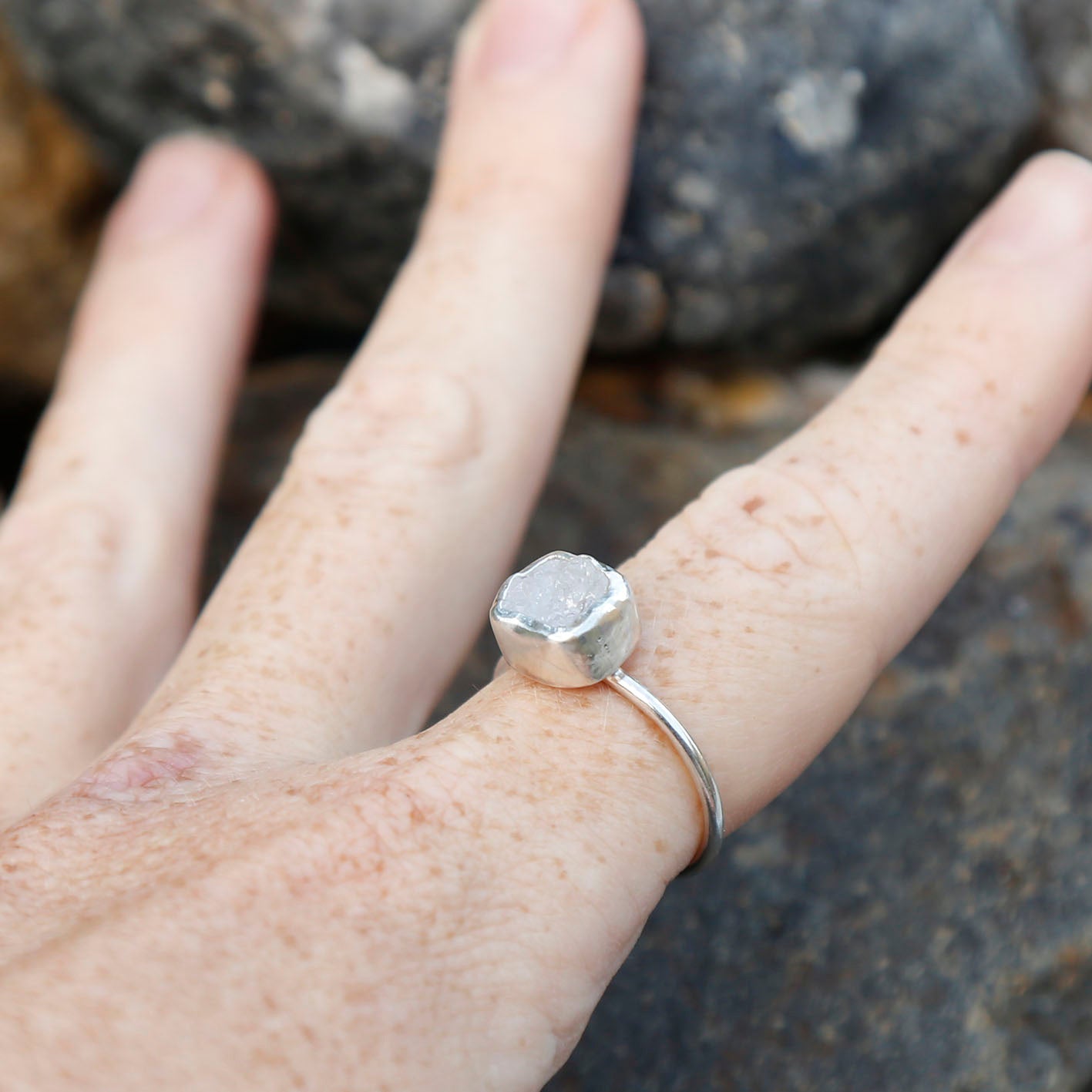 blue agate druzy ring v.1 | R