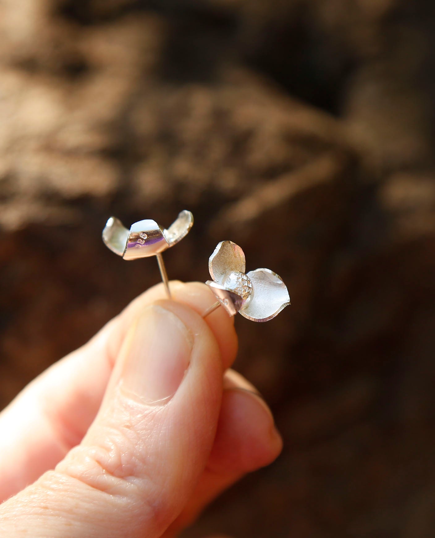 magnolia flower earrings | solid silver