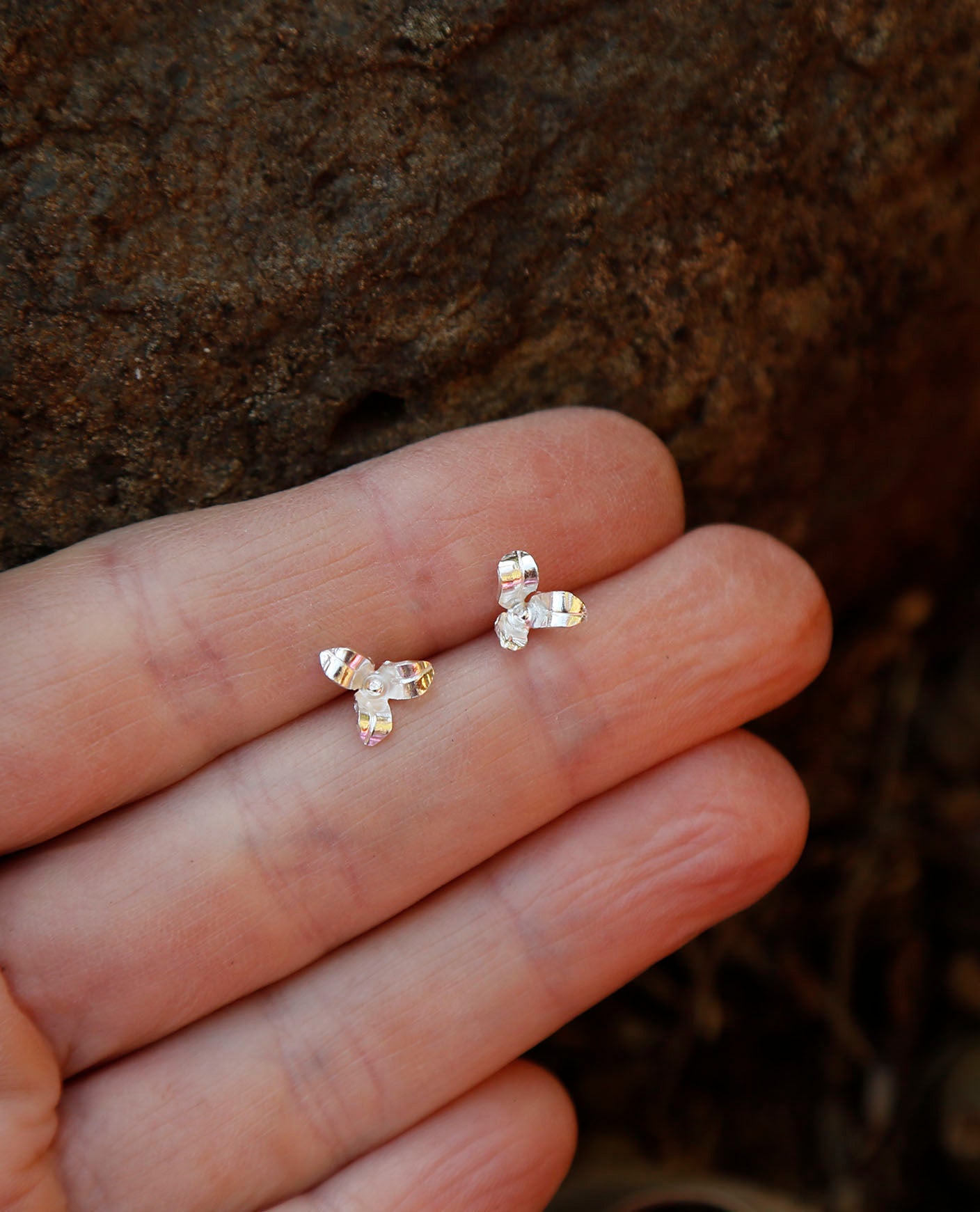 flannel flower earrings | small | solid silver