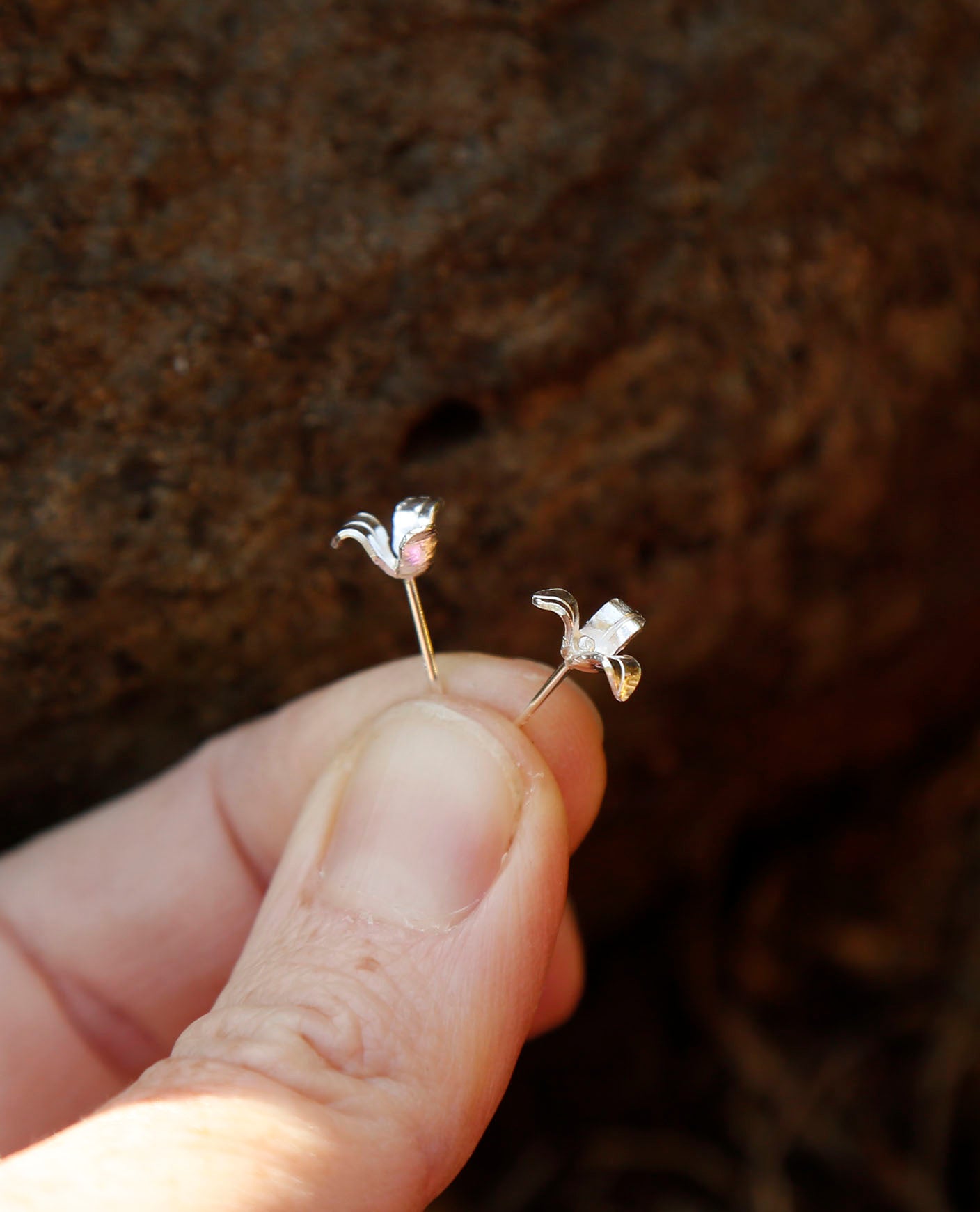 flannel flower earrings | small | solid silver