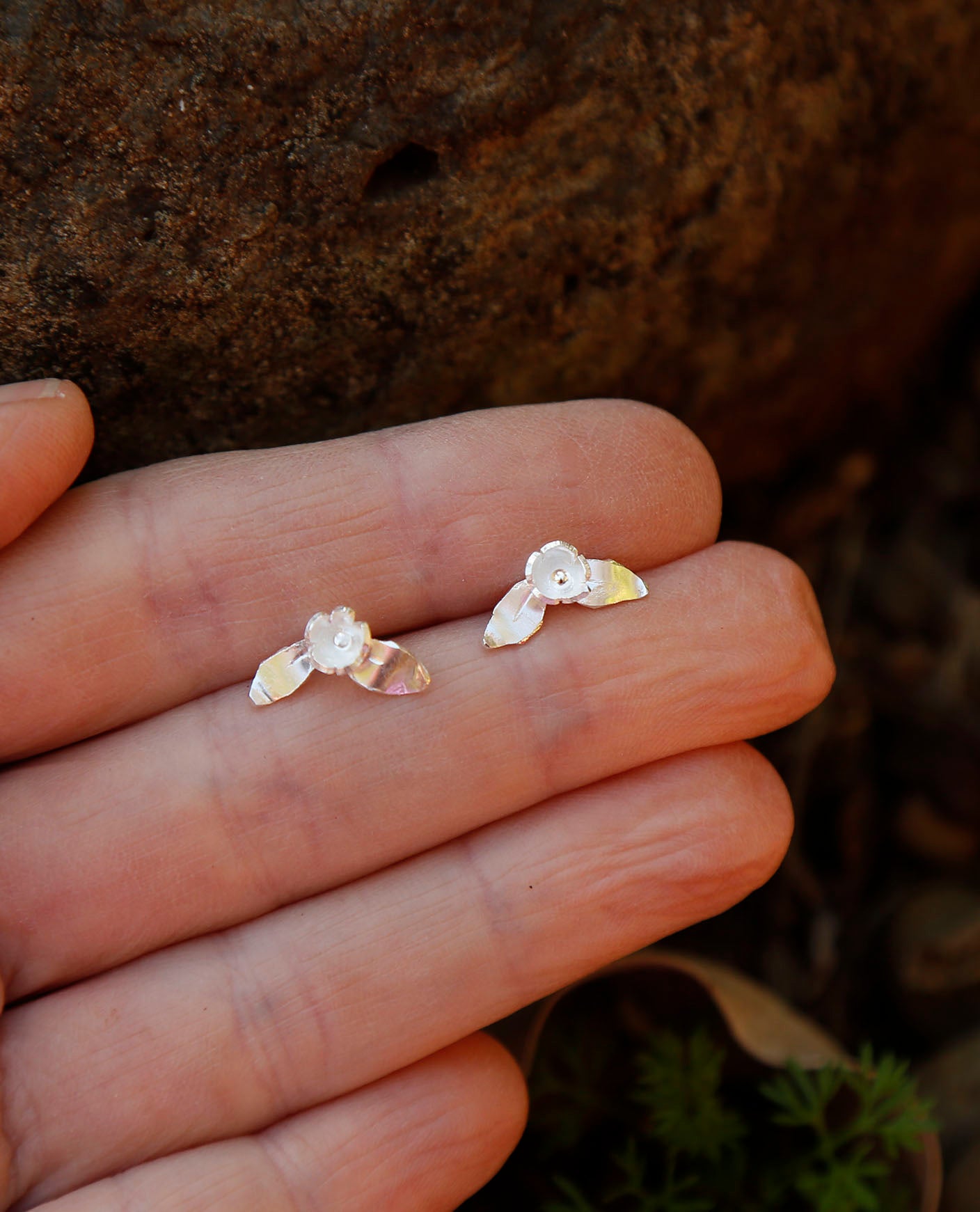daisy leaf earrings | solid silver