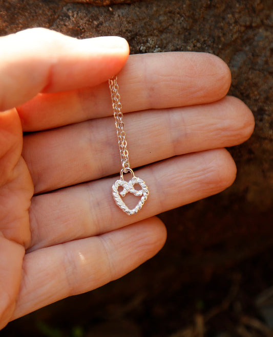 rope heart necklace | solid silver