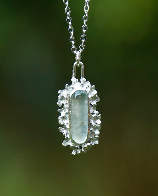 aquamarine flora pendant | solid silver