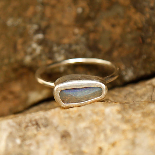 opal ring in solid silver | M