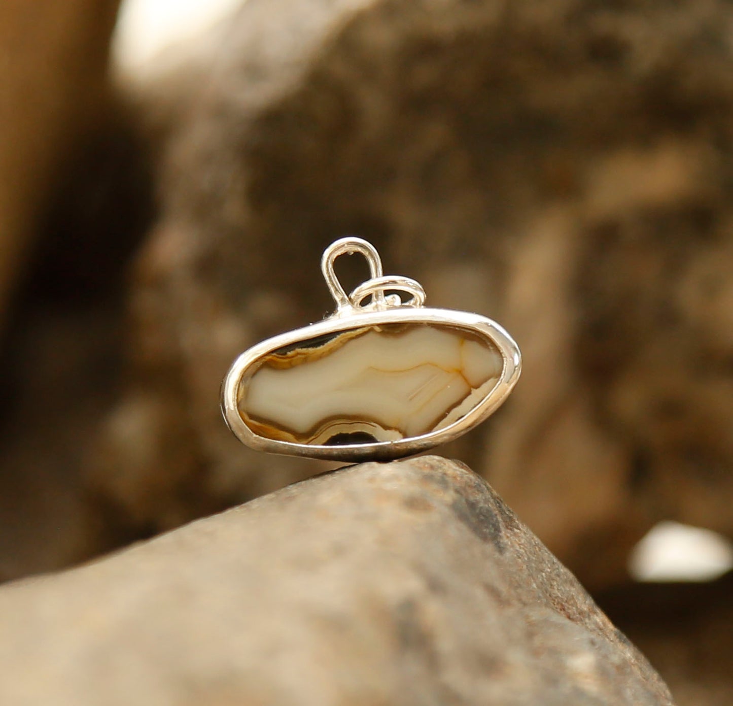 banded agate necklace | solid silver