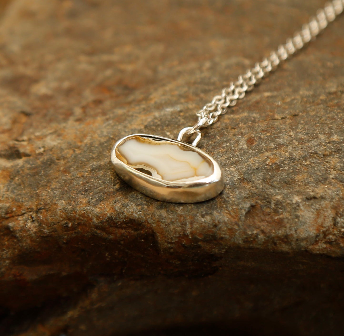 banded agate necklace | solid silver