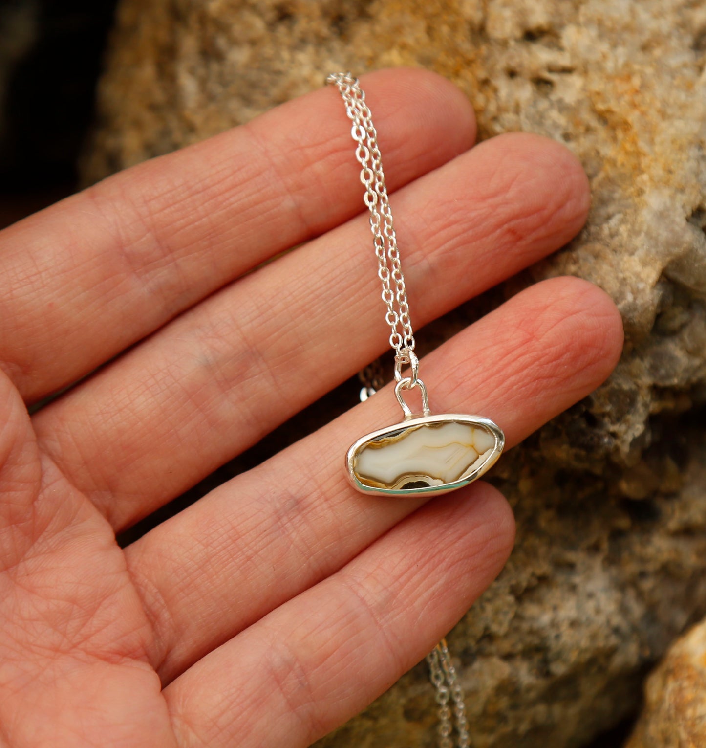 banded agate necklace | solid silver