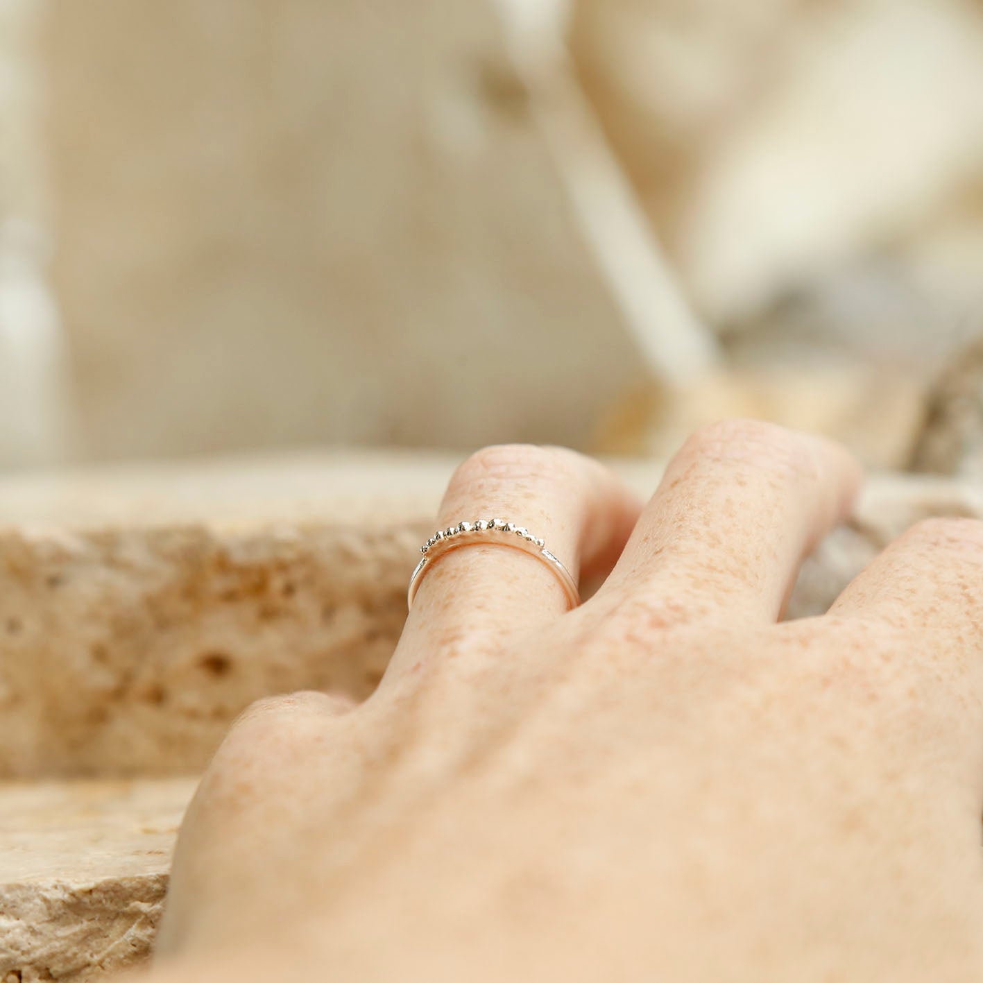 tiny ball ring | solid silver