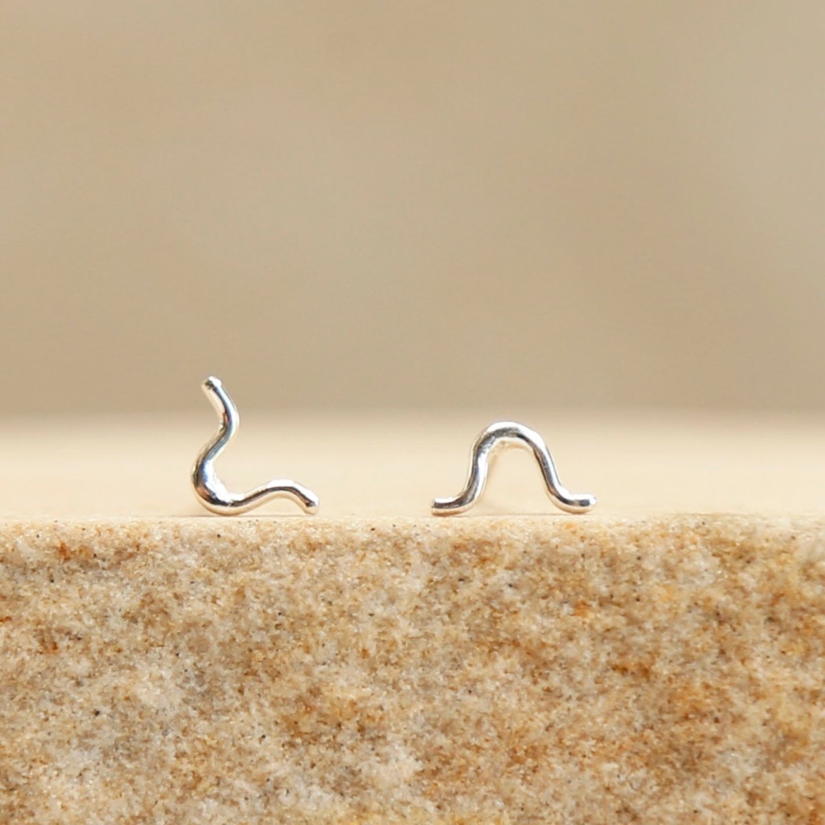 wavy studs in sterling silver