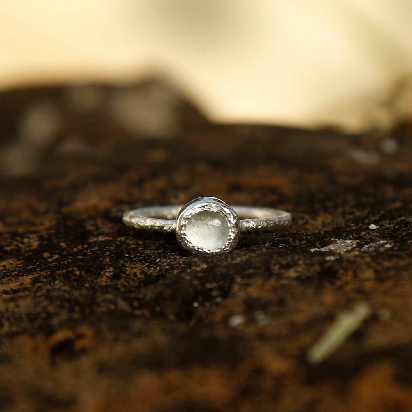 aquamarine ring in solid silver | M