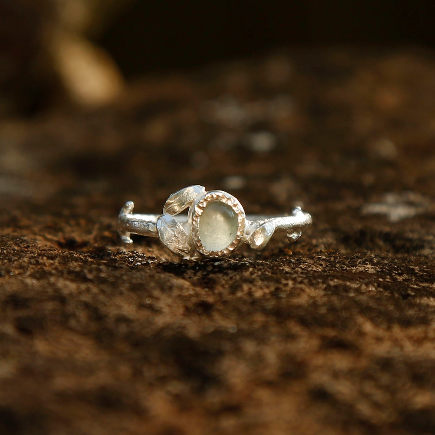 aquamarine elf ring in solid silver | O 1/2