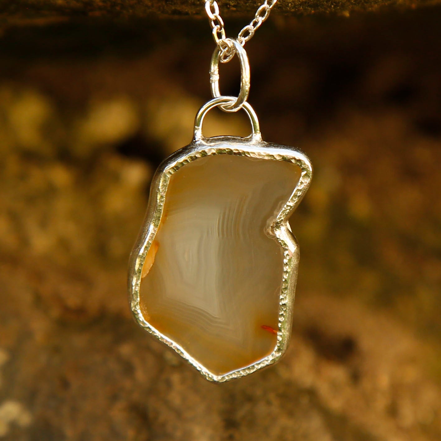 banded agate necklace in solid silver