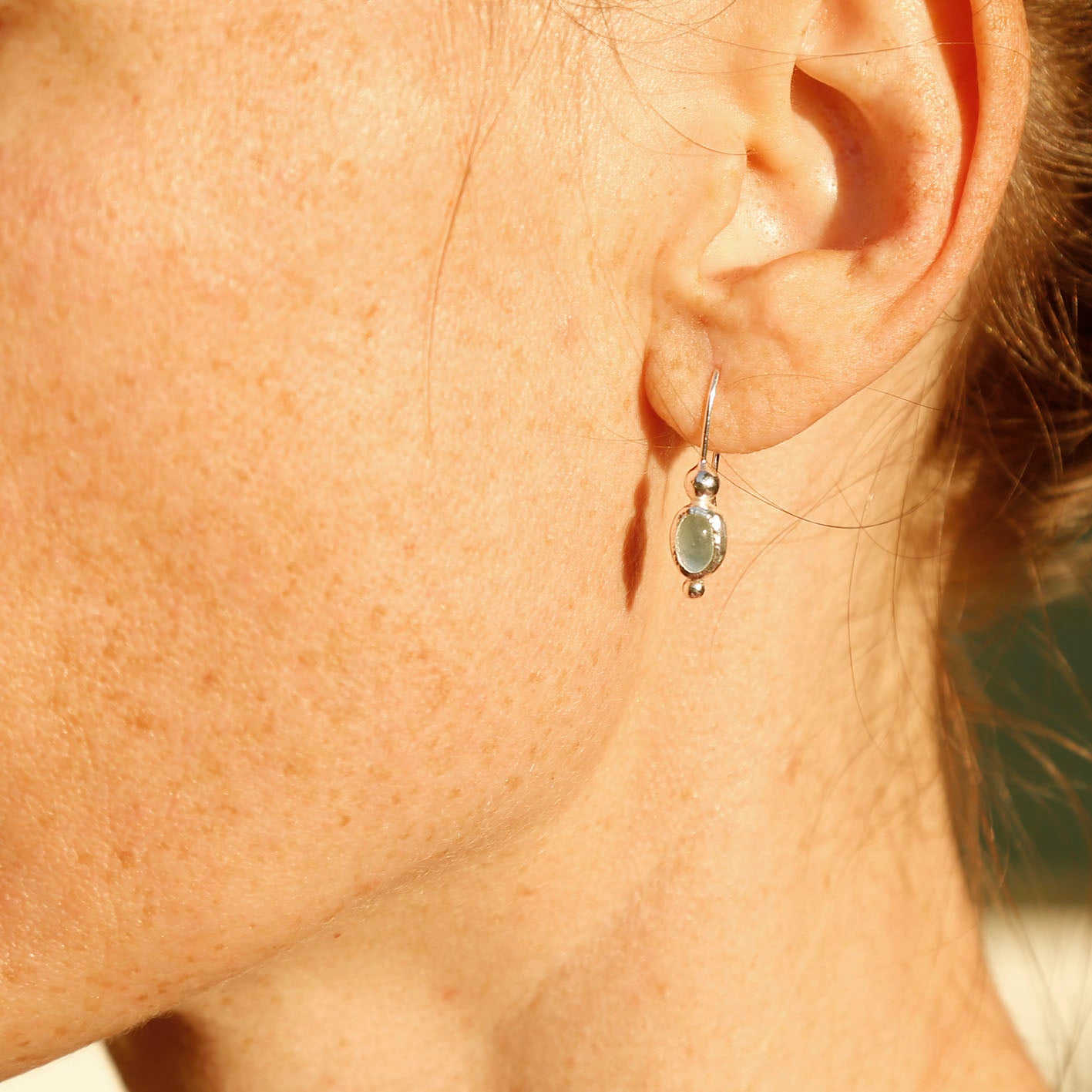 aquamarine earrings in solid silver