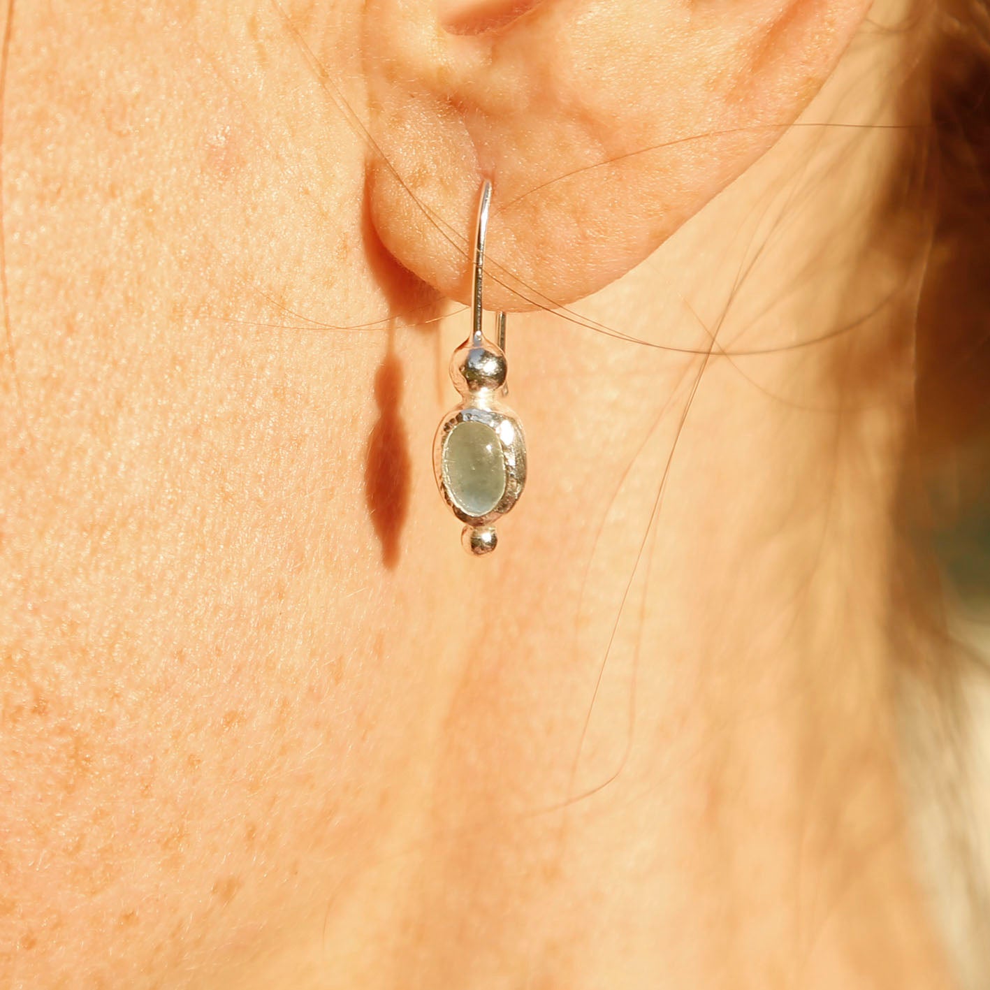 aquamarine earrings in solid silver