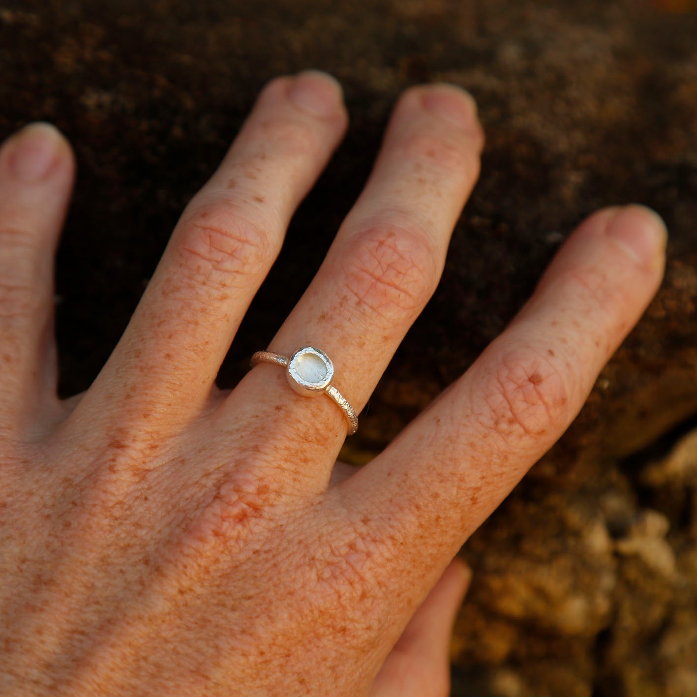 aquamarine ring in solid silver | M