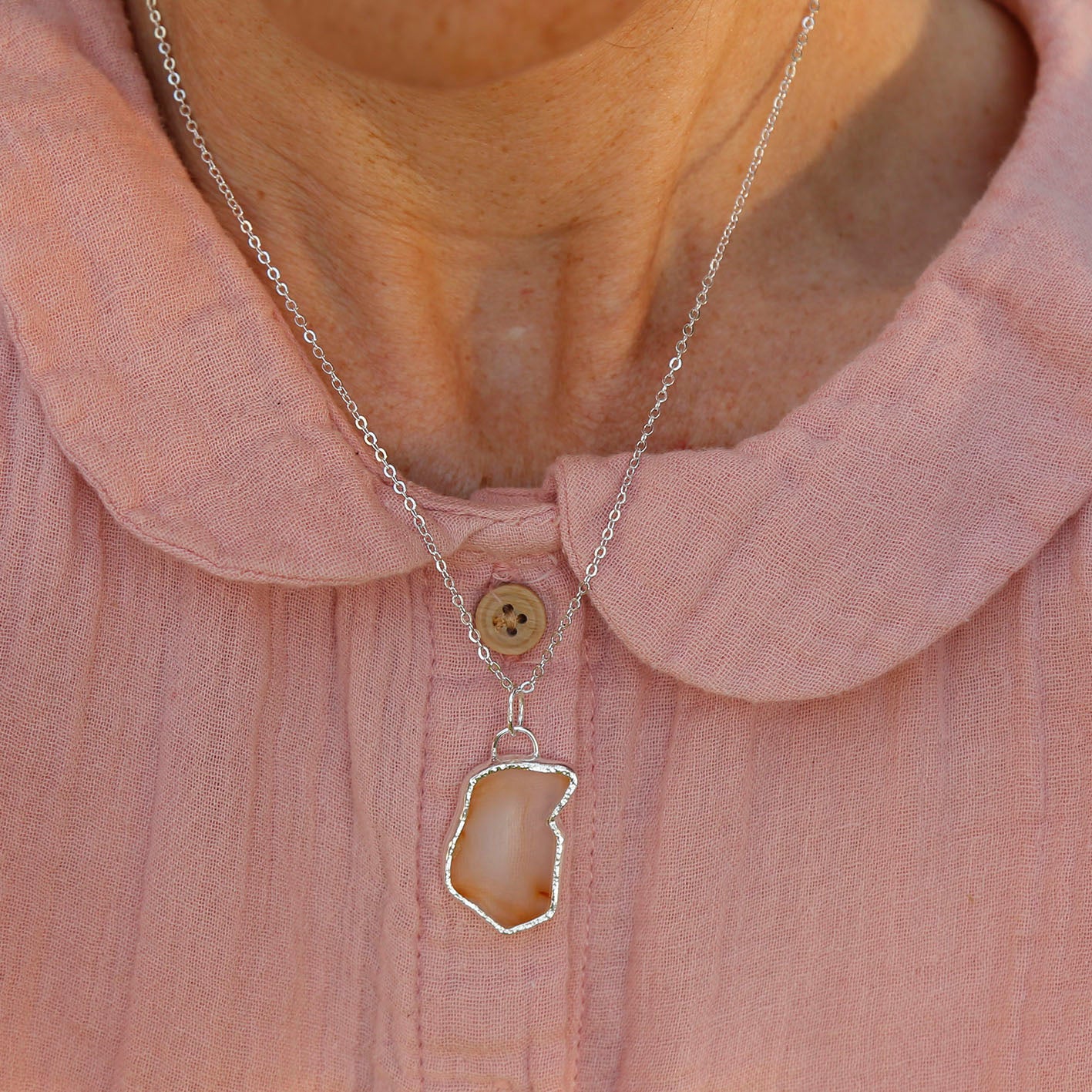 banded agate necklace in solid silver