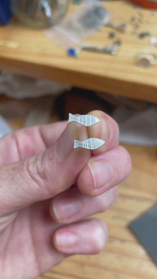 fish studs | solid silver